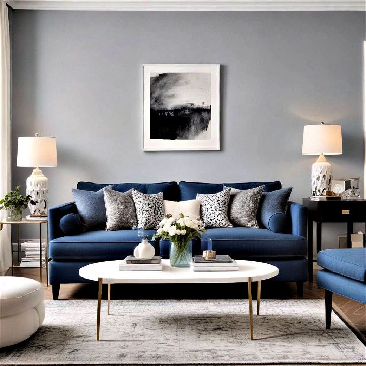 monochrome magic blue couch living room