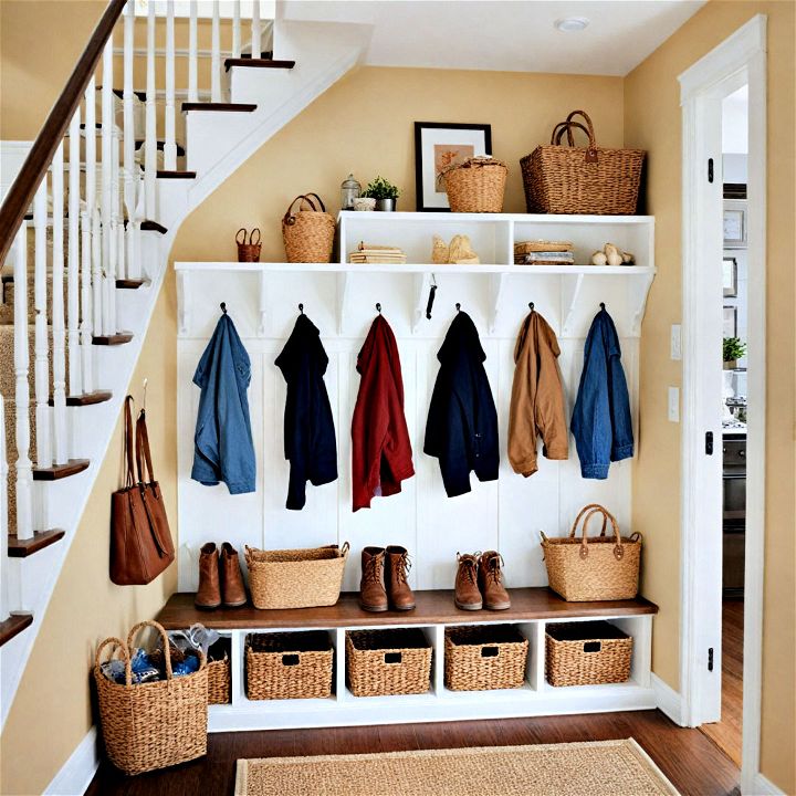 mudroom area to keep entryway clutter at bay