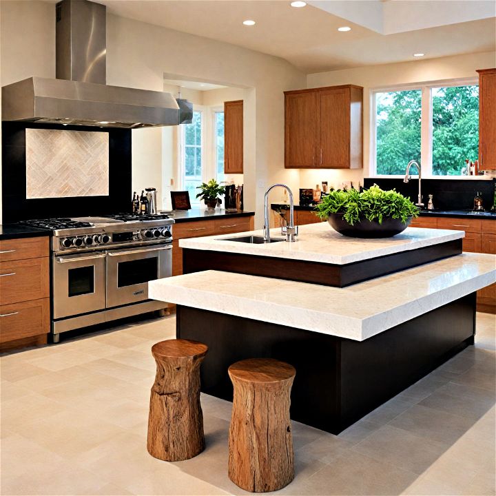 multi level island for making your open kitchen the ultimate gathering spot