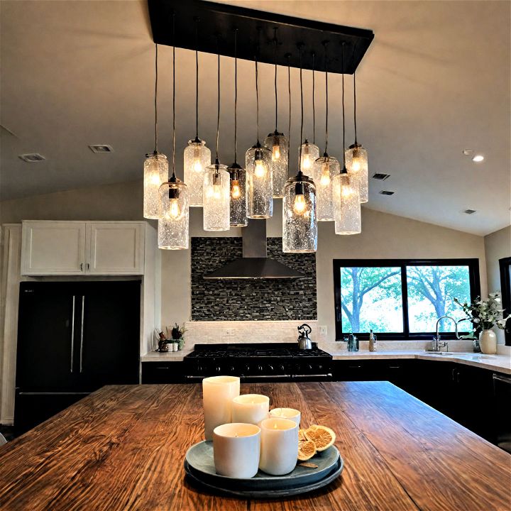 multi light pendants for busy kitchen areas