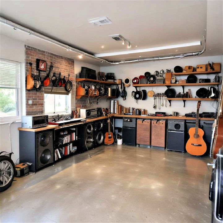 music room in the garage