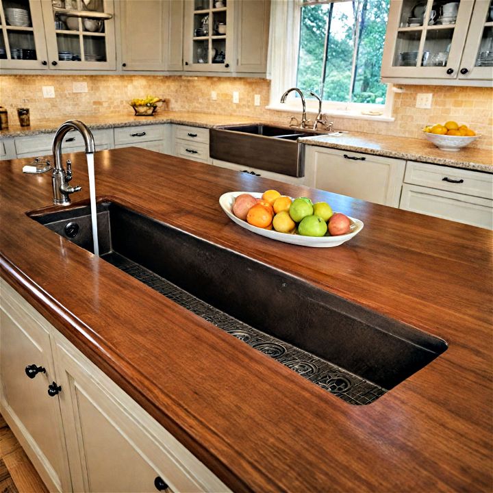 narrow design trough sinks kitchen
