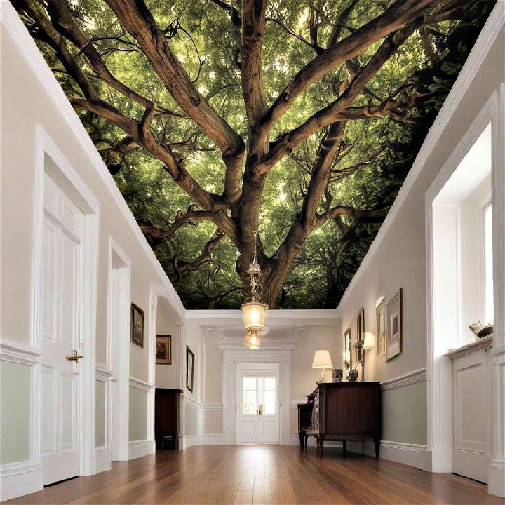 nature forest canopy ceiling wallpaper