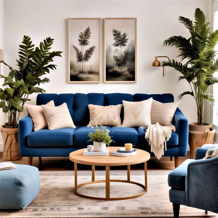 nature inspired oasis blue couch living room