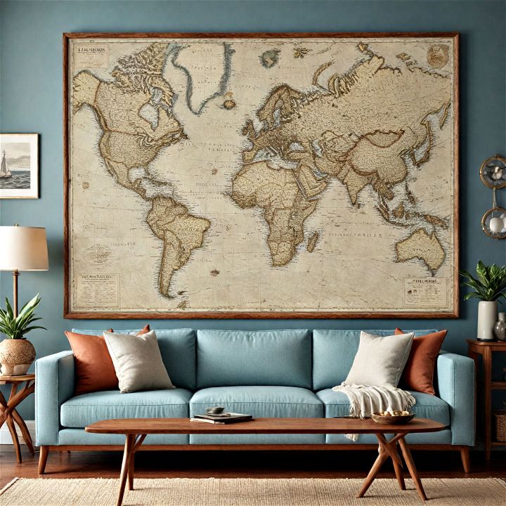 nautical maps and charts for coastal living room