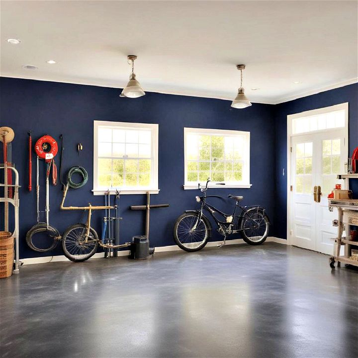 navy blue paint for a stylish garage look