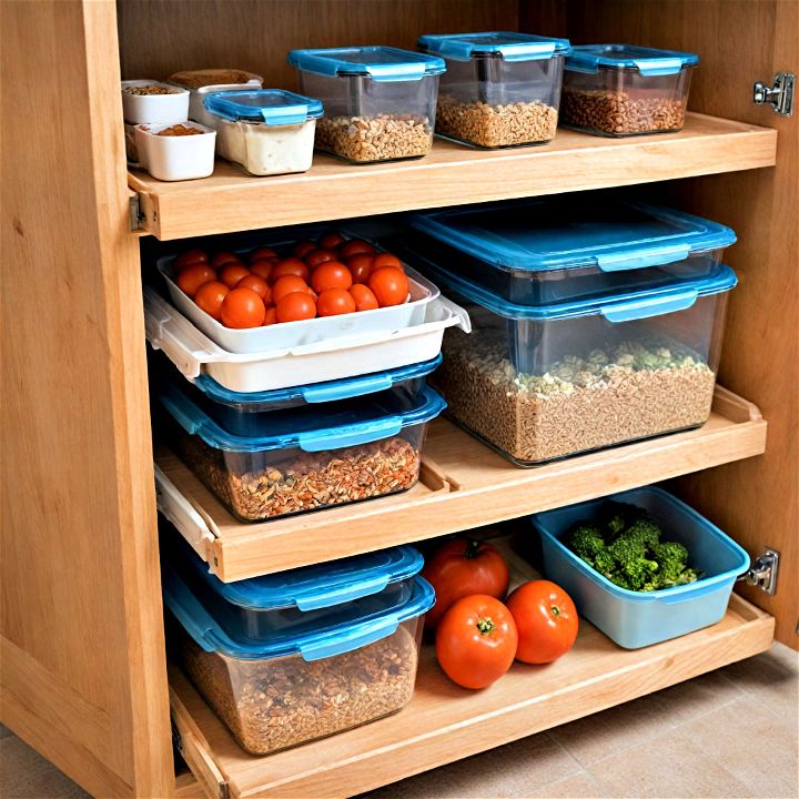 nesting storage containers to keep your kitchen cabinet organized