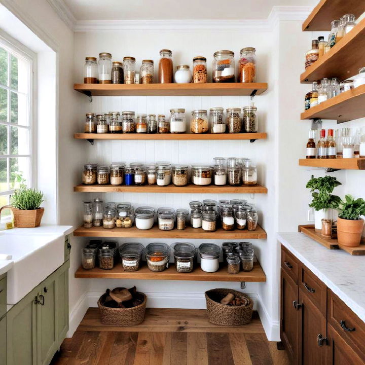 open pantry shelves for kitchen