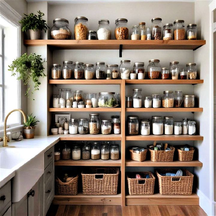 open pantry shelves for open kitchen