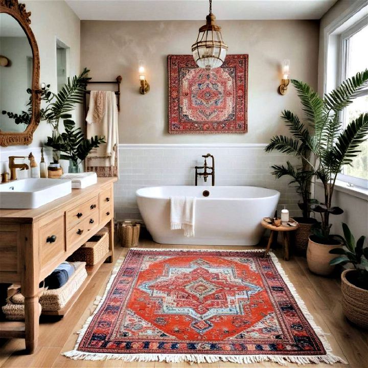 ornate rug for bobo bathroom