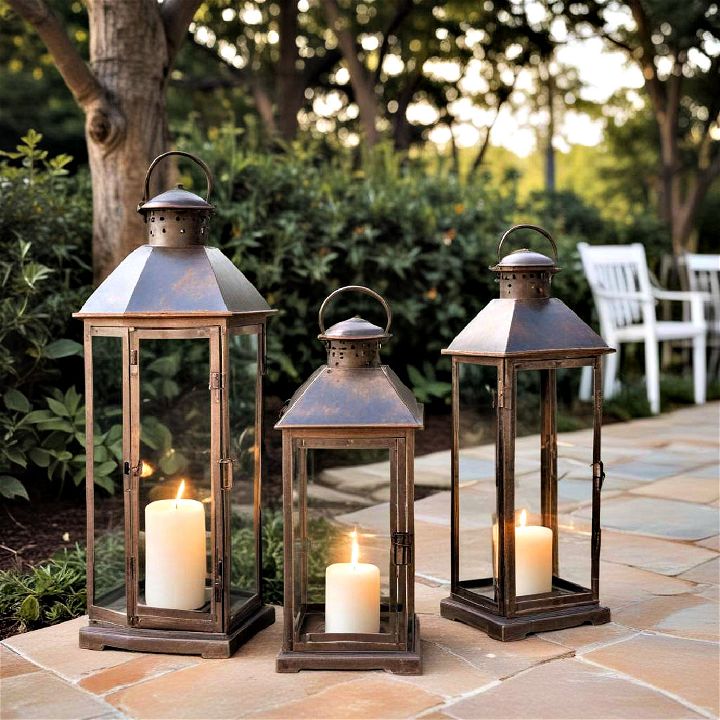 outdoor farmhouse lanterns for creating an enchanting ambiance