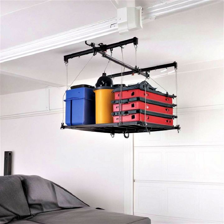 overhead pulley systems for storing bulky items