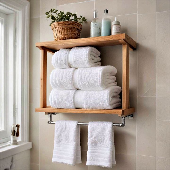 overhead shelf for towel storage