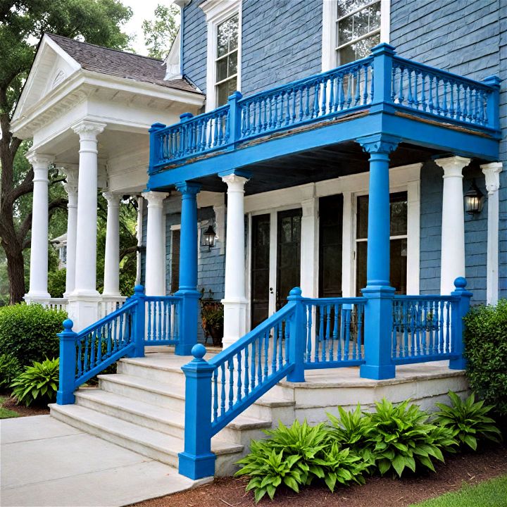 paint your railings in a bold color to make your porch stand out