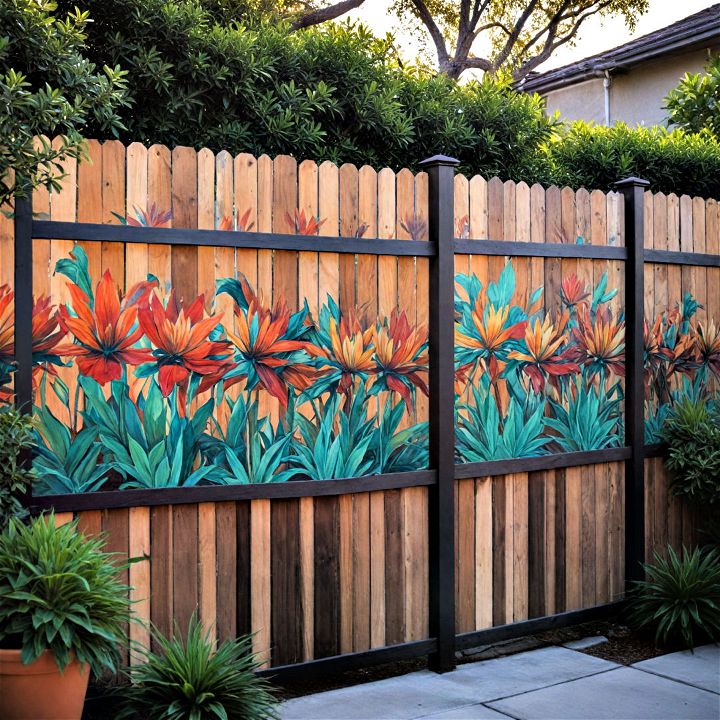 painted mural fencing patio privacy