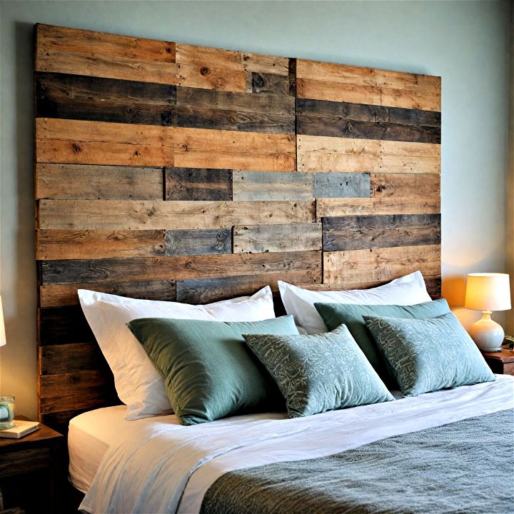 pallet headboard to add warmth to the room