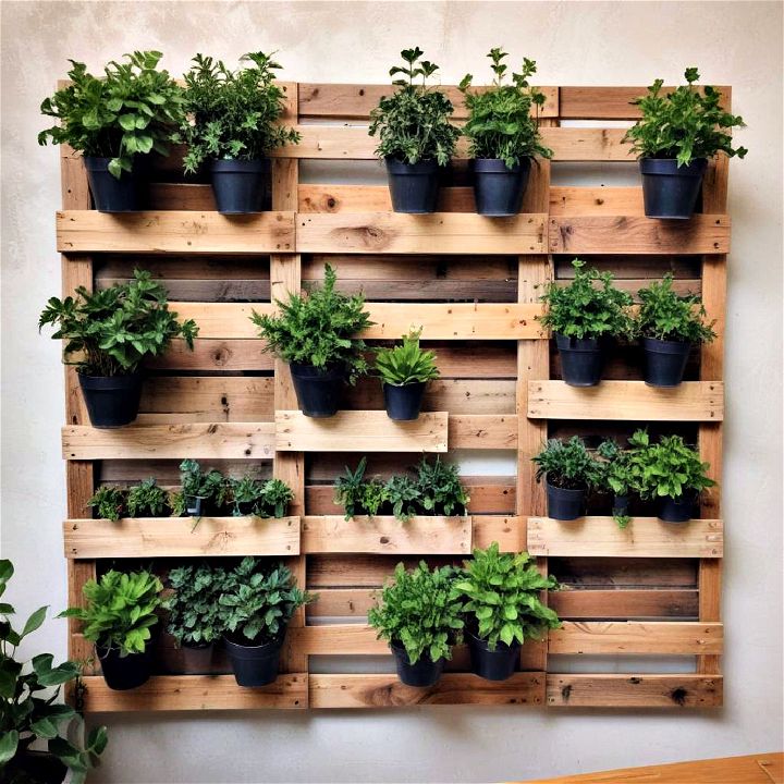 pallet plant wall for stylish indoor garden
