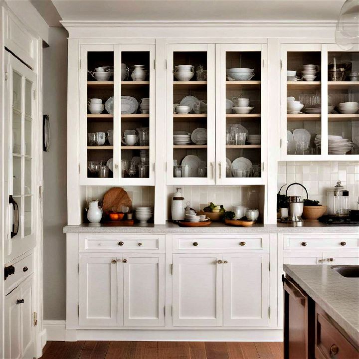 paneled glass cabinet doors to keep a kitchen feeling open and airy