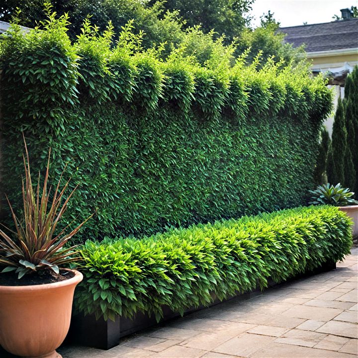 patio design privacy hedge