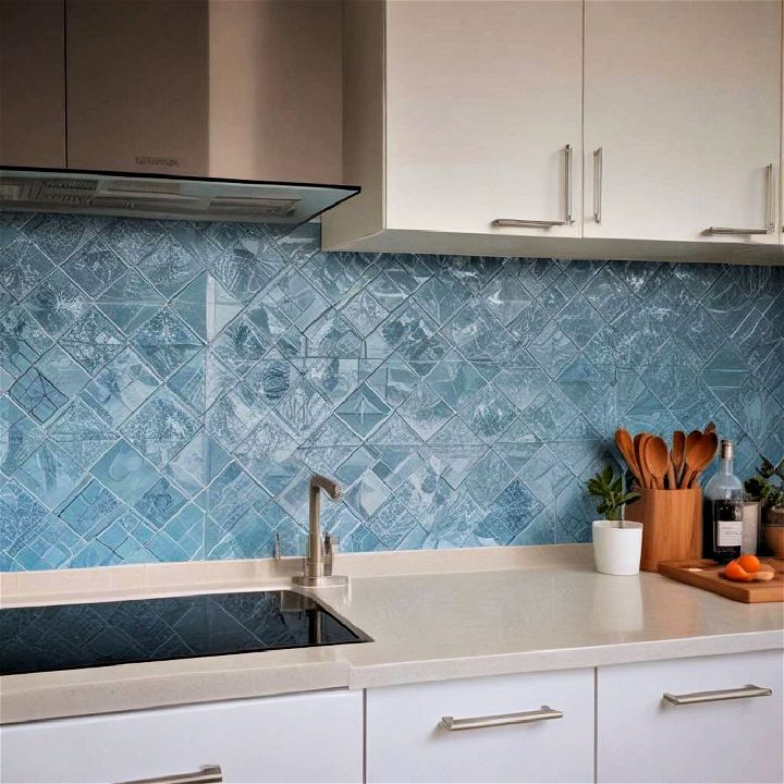 patterned glass tiles for modern kitchen