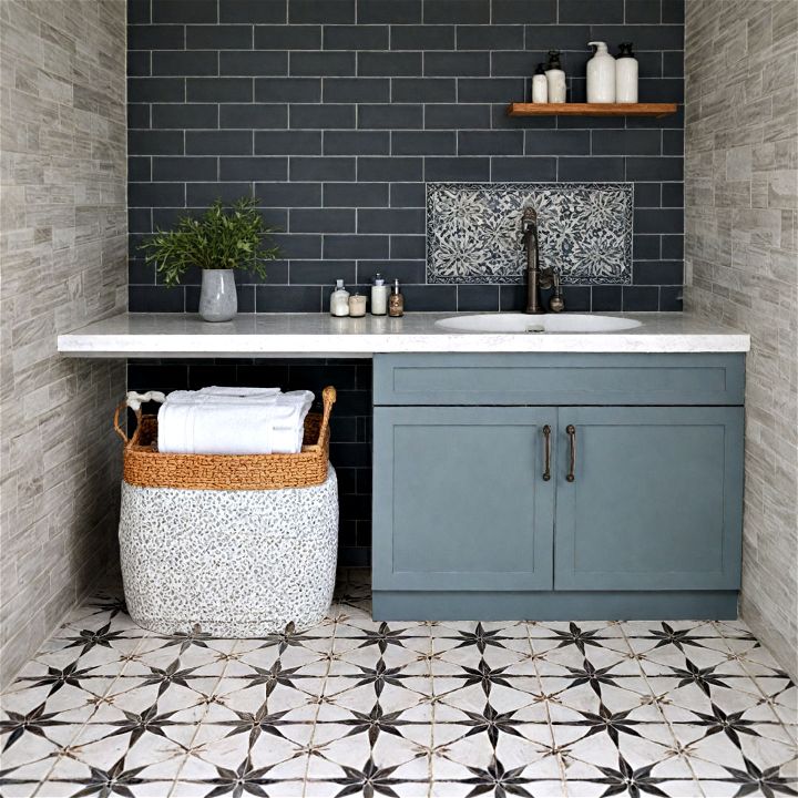 patterned tiles for modern farmhouse bathroom