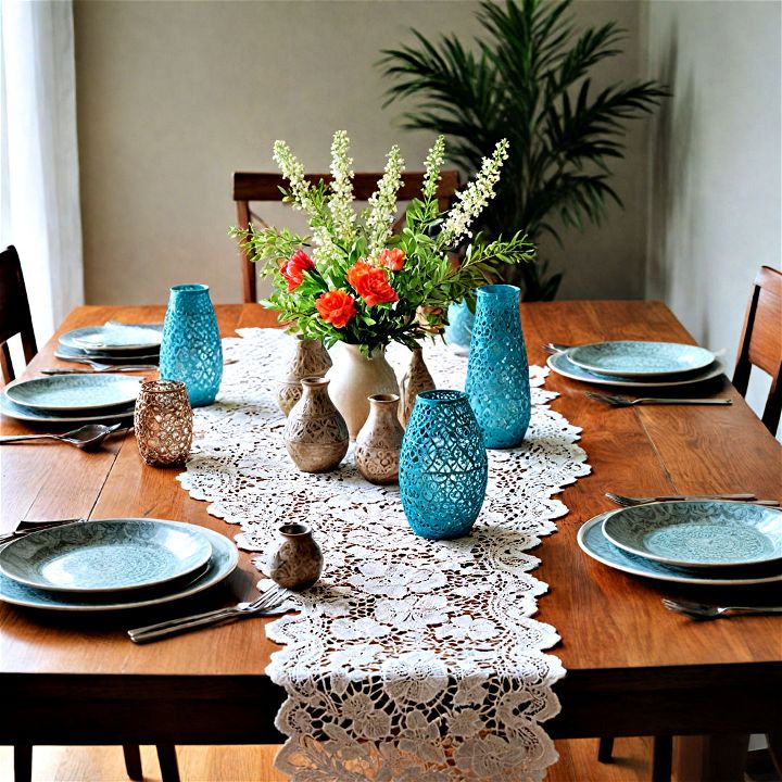 patterns and textures dinning table centerpiece