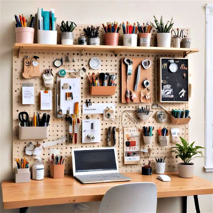 pegboard for organizing office supplies