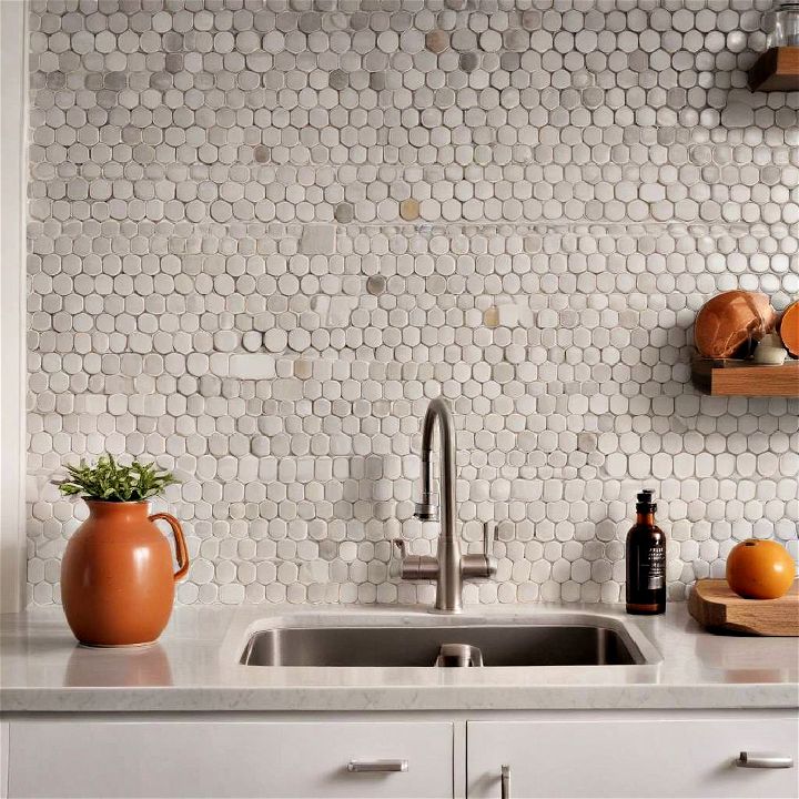 penny round tiles kitchen backsplash