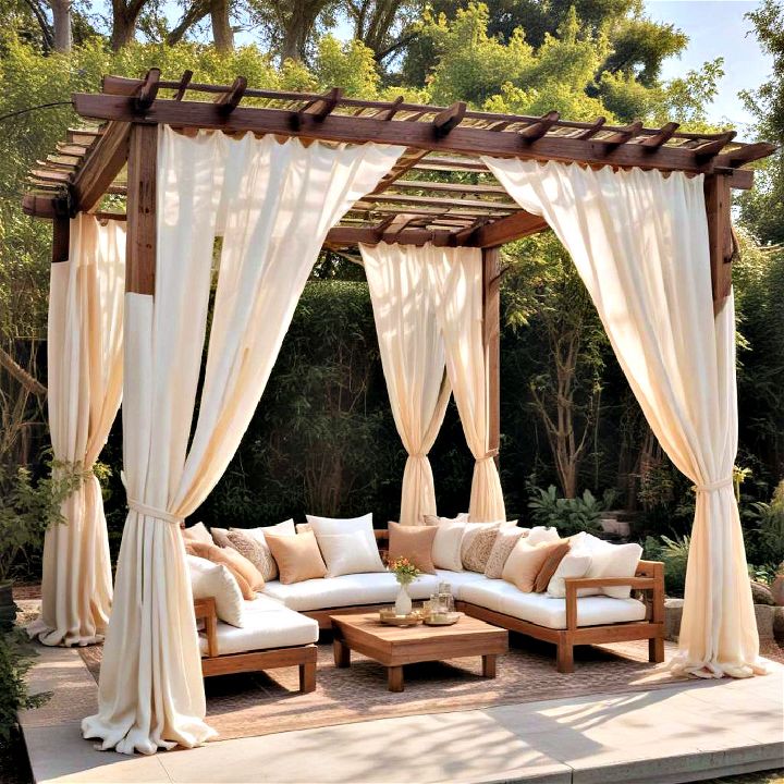 pergolas with drapes for romantic outdoor retreat