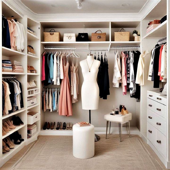 personal styling station for walk in closet