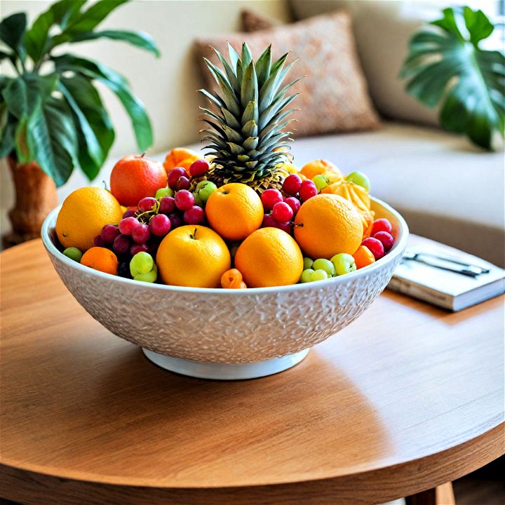 place a colorful fruit bowl on your coffee table