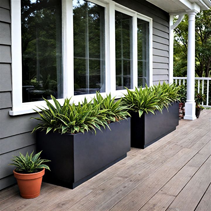 planter beds to create a sleek modern front porch look