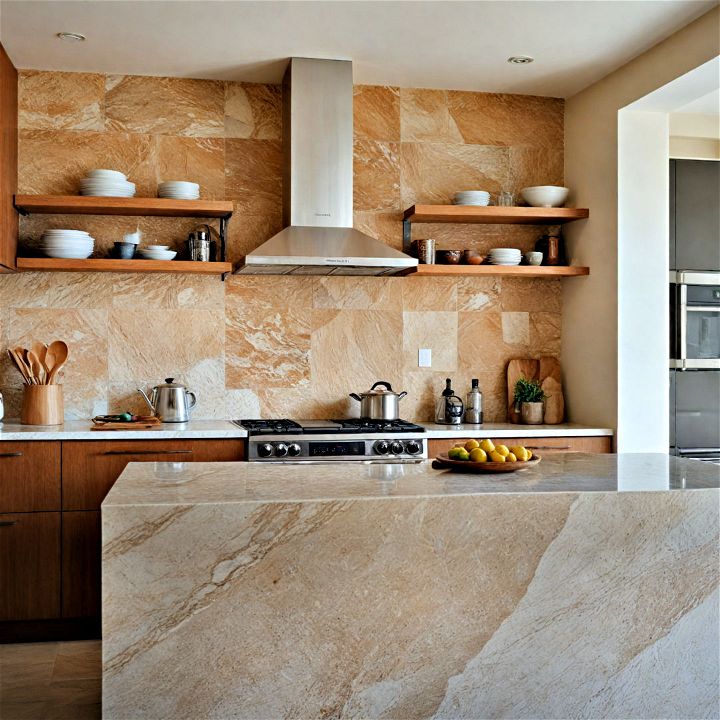 play with textures to enhance the depth and interest of your open kitchen
