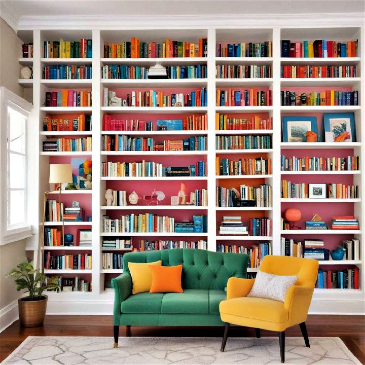 playful and creative color coordinated shelves
