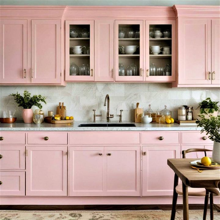 playful lemonade pink color cabinets