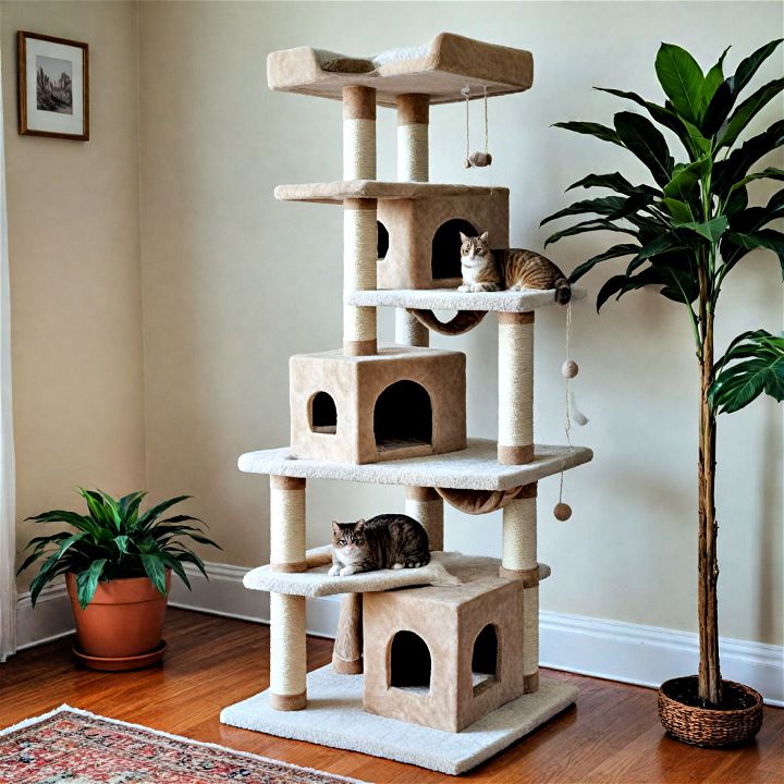 plush cat tree for space saving solution