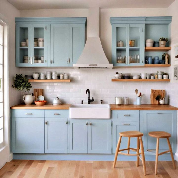airy powder blue cabinets