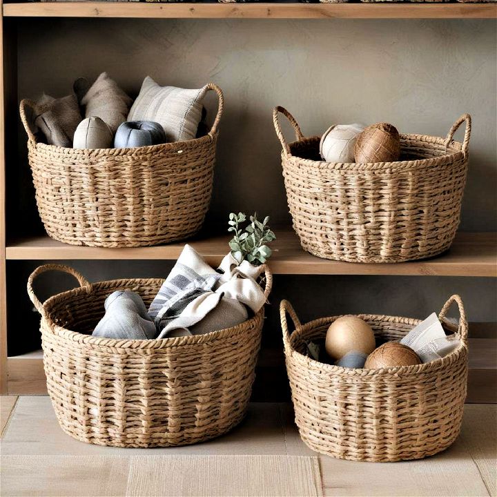 practical and decorative woven basket to complement farmhouse decor