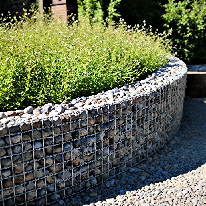 practical and striking gabion wall for front yard privacy