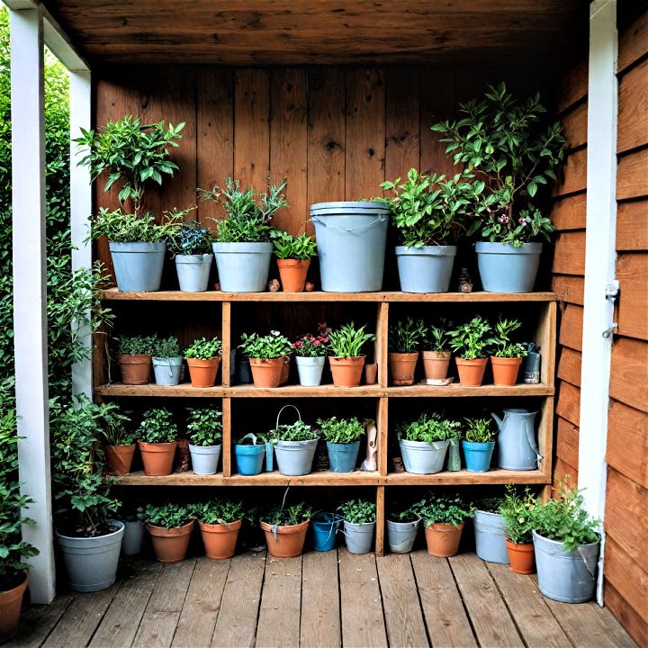 practical garden storage area