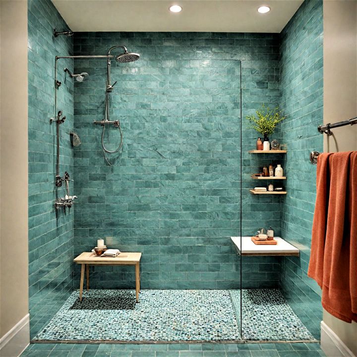 practical tiled walk in shower