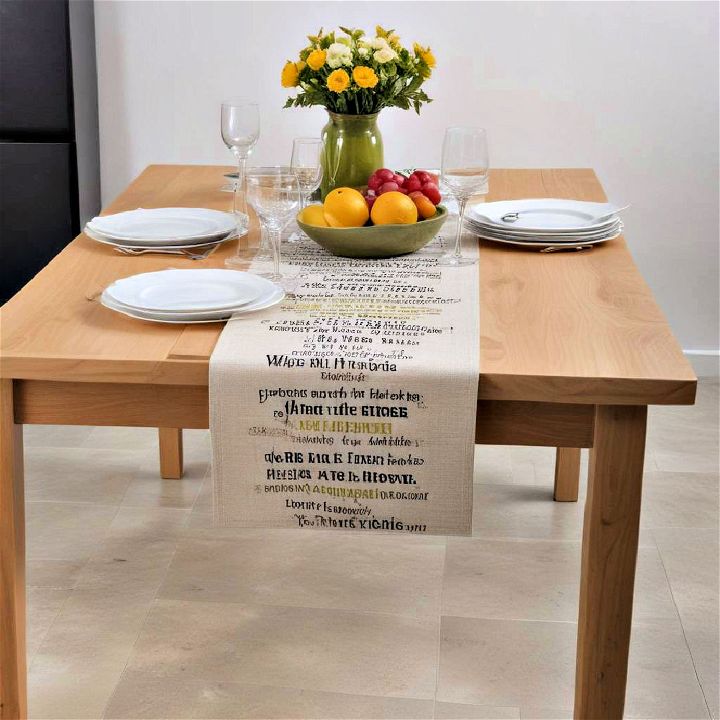 printed quotes runner for table