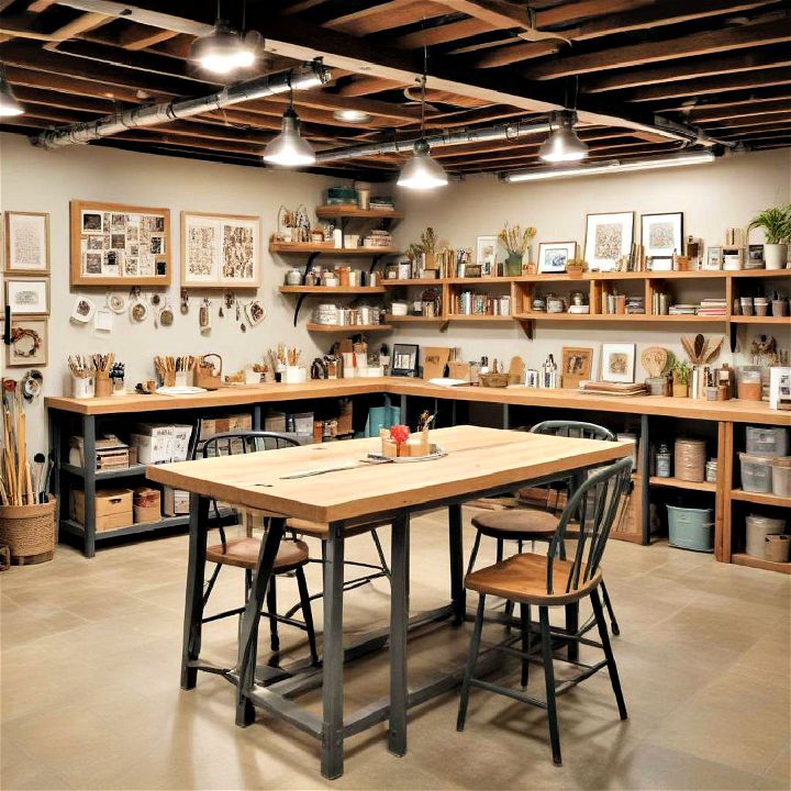 professional art and craft studio in the basement