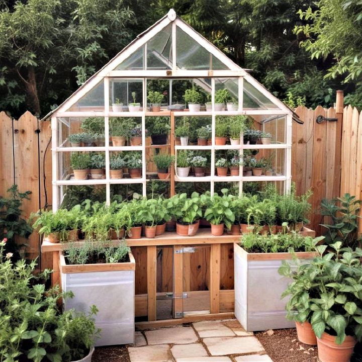 mini greenhouse herb garden