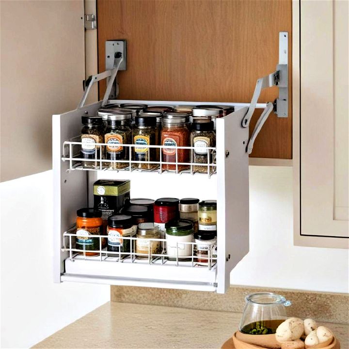 pull down spice rack to streamline your cooking process