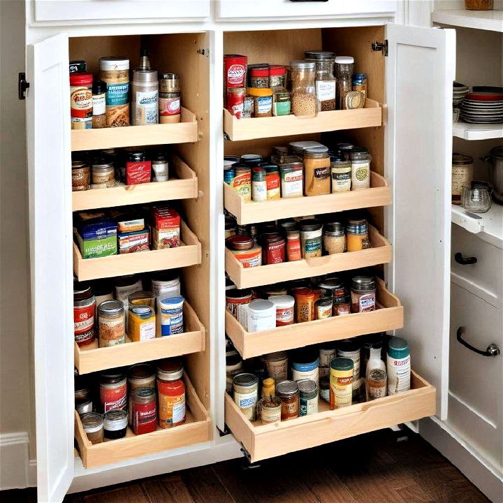 pull out cabinet shelves to maximize efficiency