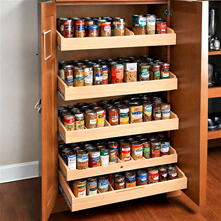 pull out pantry for ample storage in a compact form