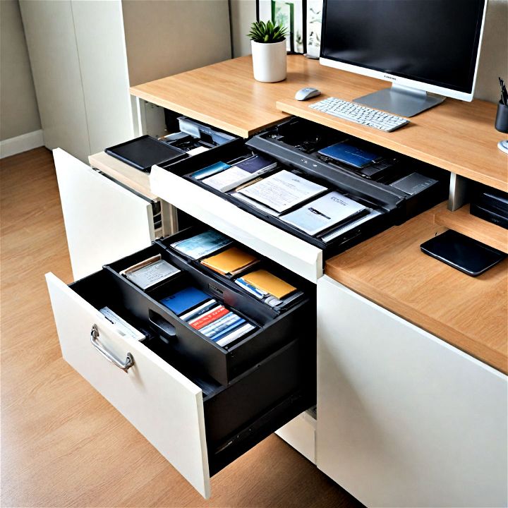 pull out storage for files or office supplies