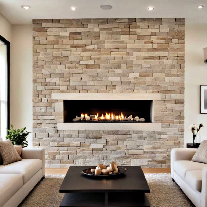 recessed niche stone fireplace