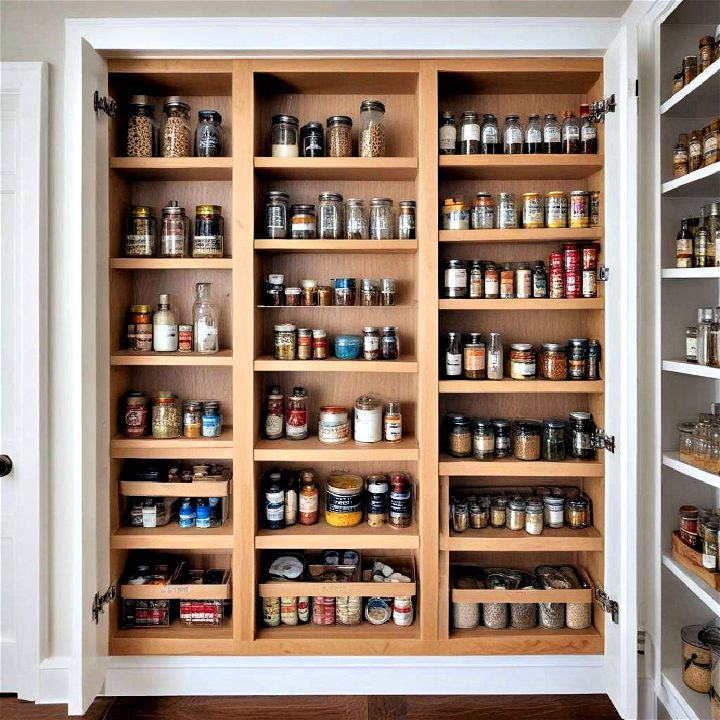 recessed pantry shelves to maximize storage
